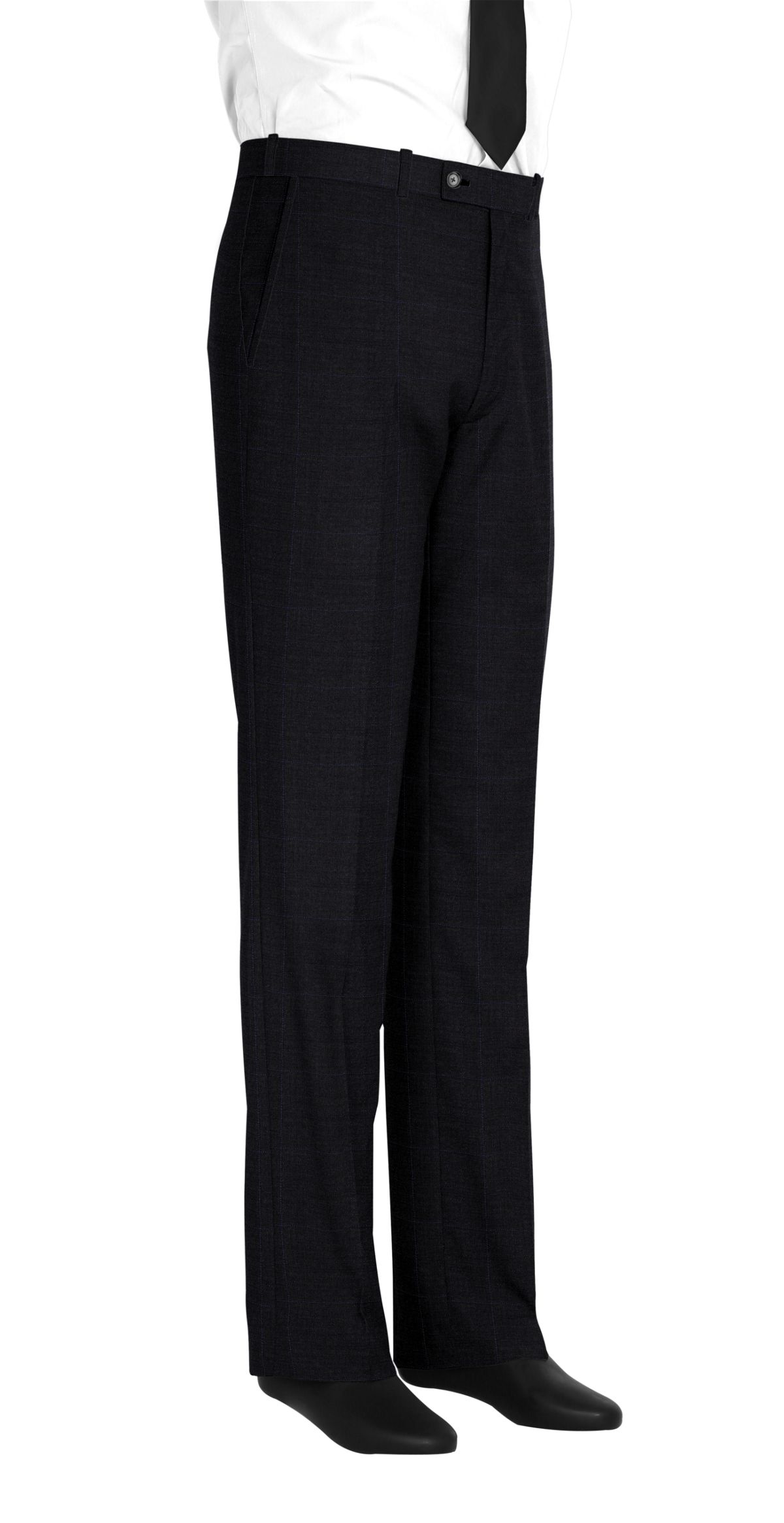 Pantalon homme sur mesure et personnalisé gris anthracite carreaux  bas simple sans revers