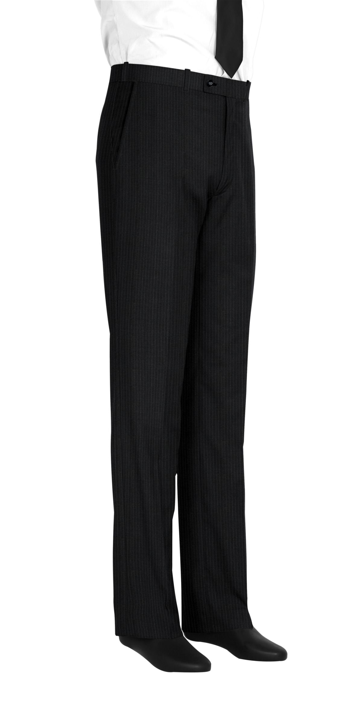 Pantalon homme sur mesure et personnalisé gris rayé  bas simple sans revers