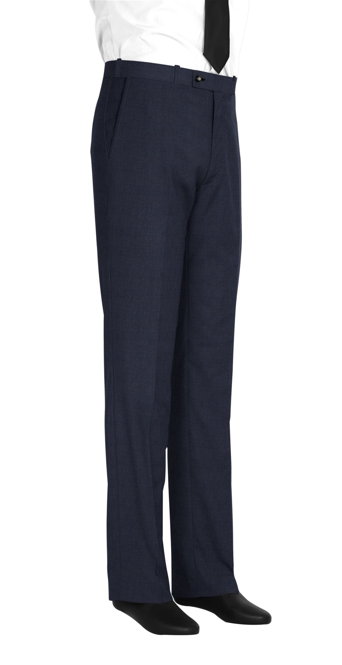 Pantalon homme sur mesure et personnalisé bleu foncé uni  bas simple sans revers