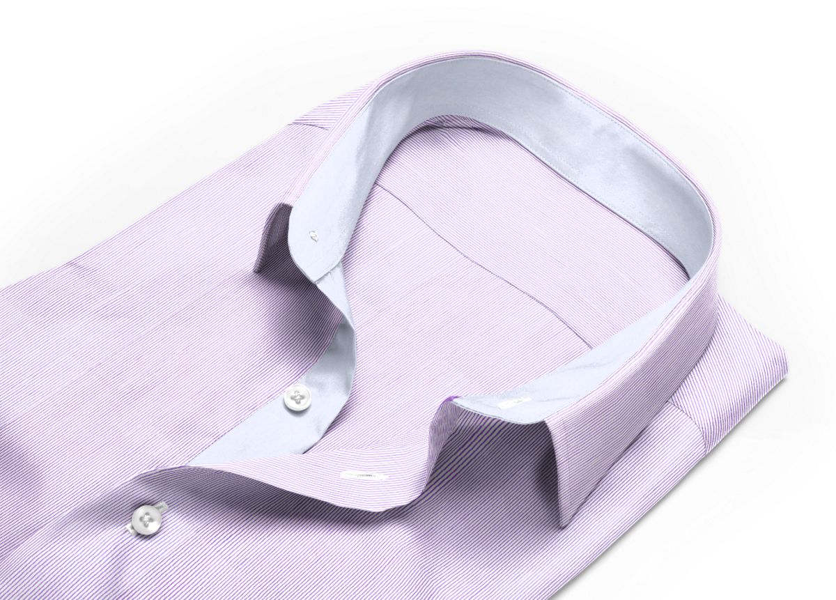 Chemise Petit col classique violet, Blanc popeline