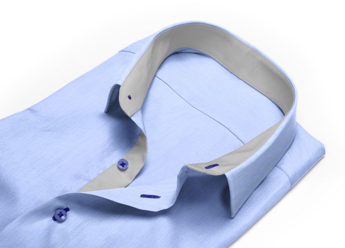 Chemise Petit col classique bleu fil à fil