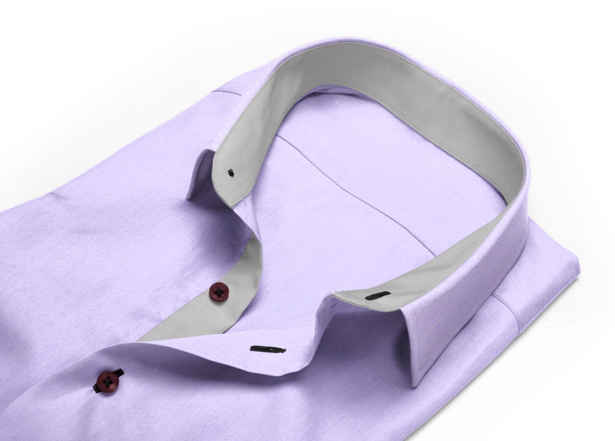Chemise Col italien ouvert violet fil à fil