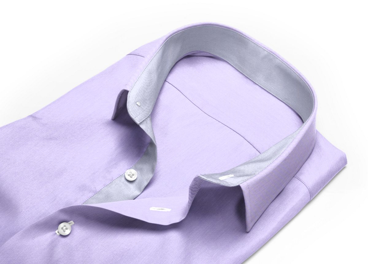 Chemise Col italien violet fil à fil