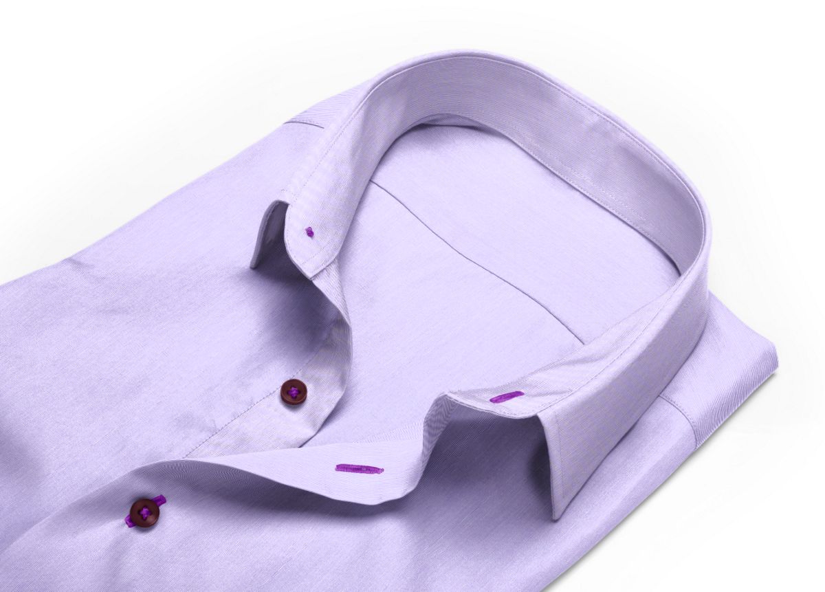Chemise Col italien ouvert violet fil à fil