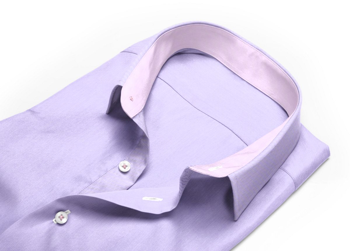 Chemise Col italien violet fil à fil