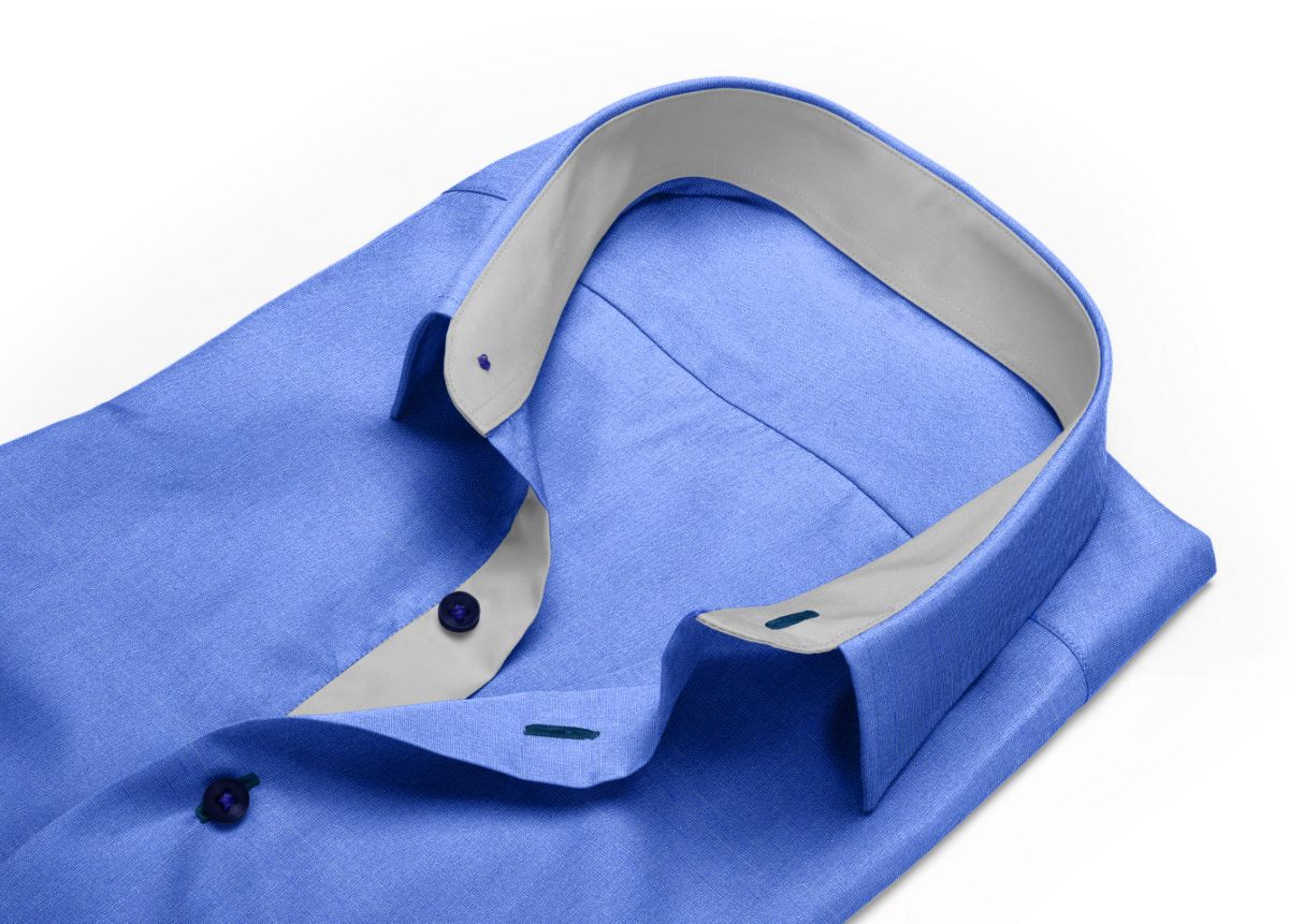 Chemise Petit col classique bleu, bleu foncé fil à fil