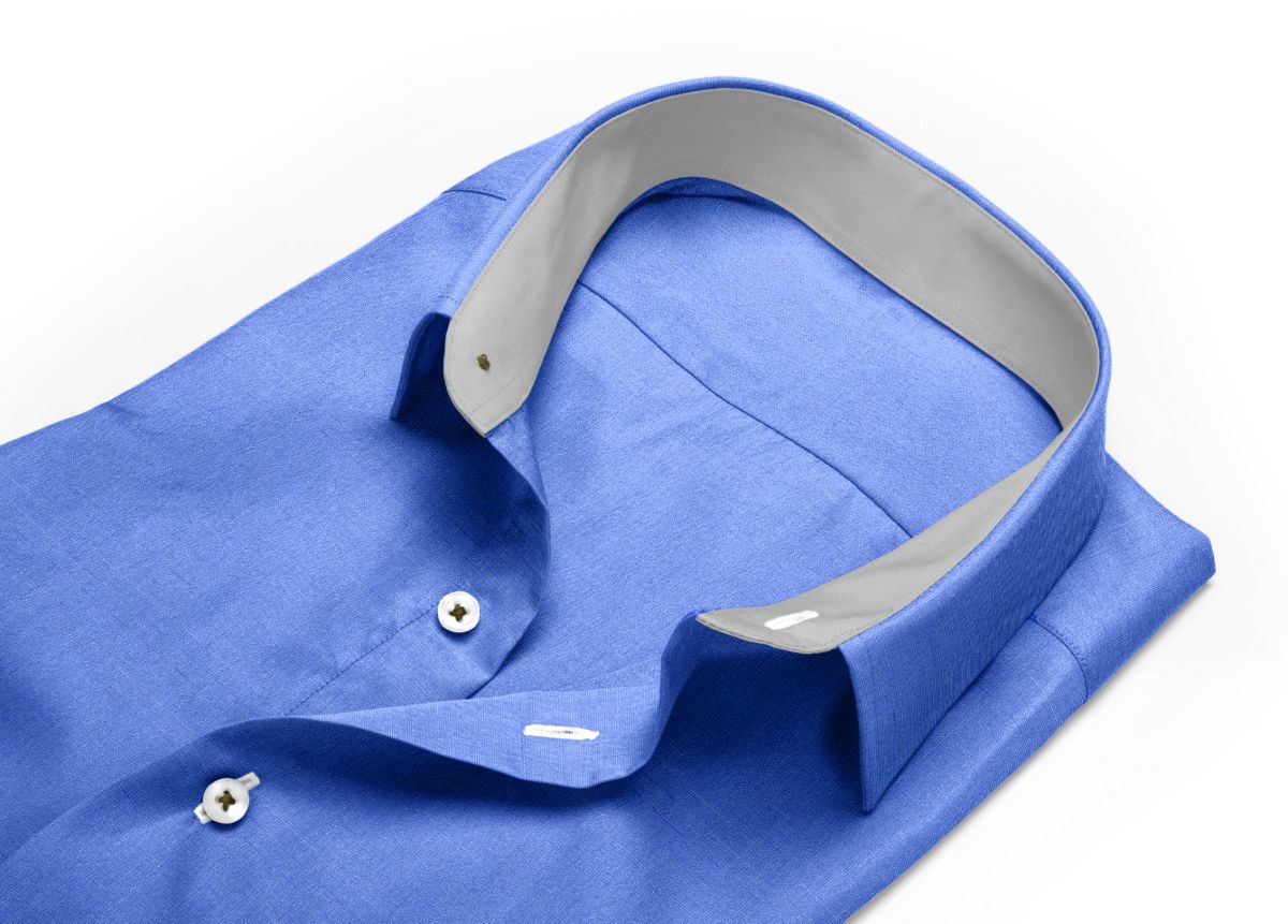 Chemise Col classique bleu, bleu foncé fil à fil