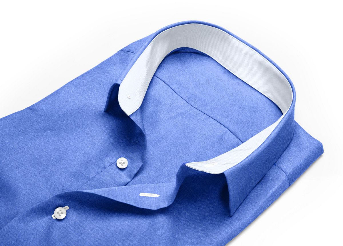Chemise Col classique bleu, bleu foncé fil à fil